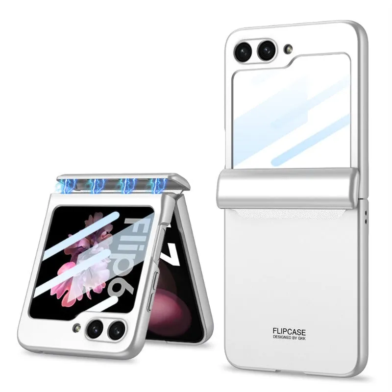 Magnetic Hinge Folding Phone Case with Screen Protector For Samsung Galaxy Z Flip 6