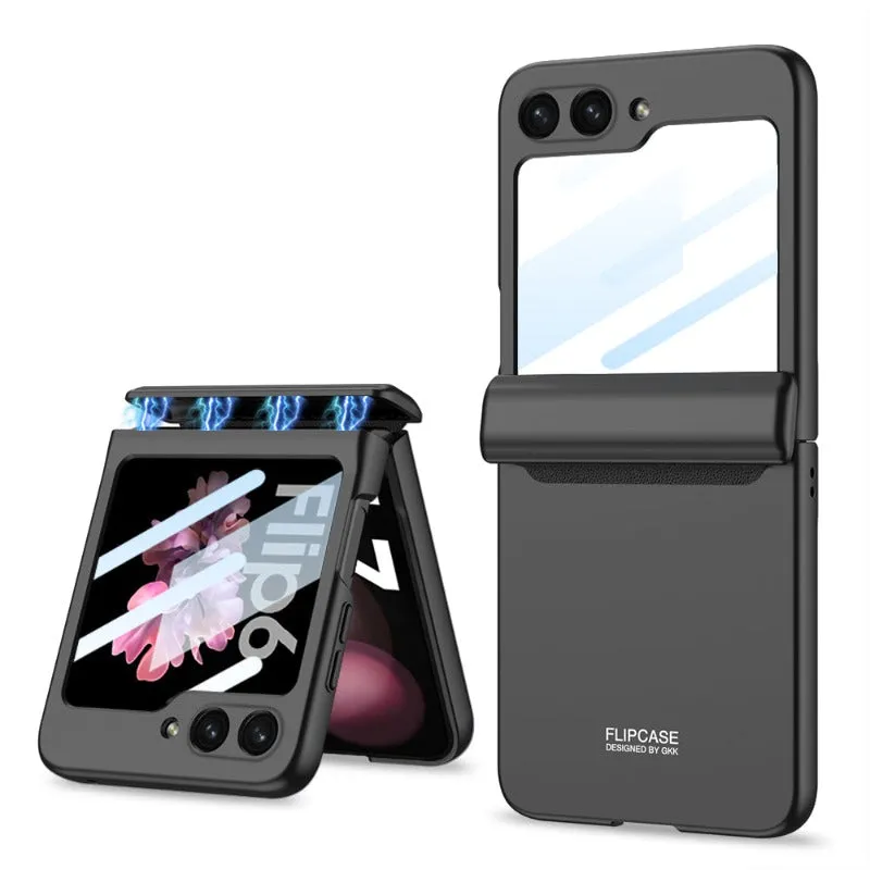 Magnetic Hinge Folding Phone Case with Screen Protector For Samsung Galaxy Z Flip 6