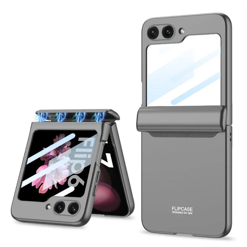 Magnetic Hinge Folding Phone Case with Screen Protector For Samsung Galaxy Z Flip 6