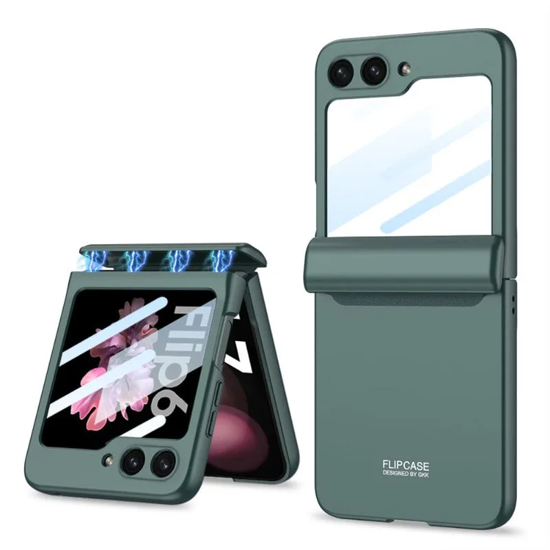 Magnetic Hinge Folding Phone Case with Screen Protector For Samsung Galaxy Z Flip 6