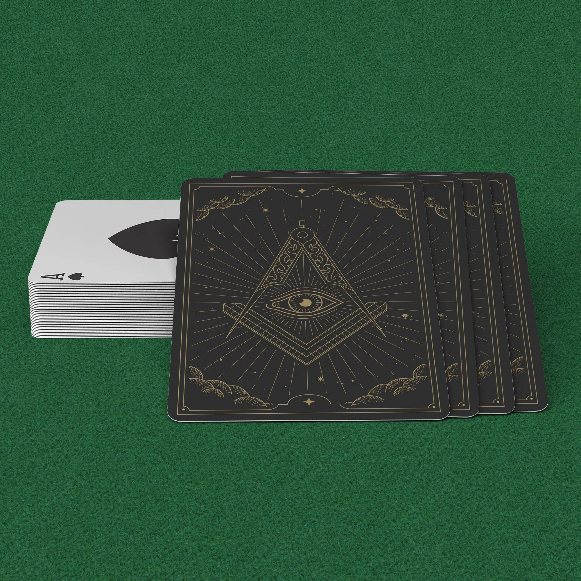 Master Mason Blue Lodge Playing Cards - Black & Gold