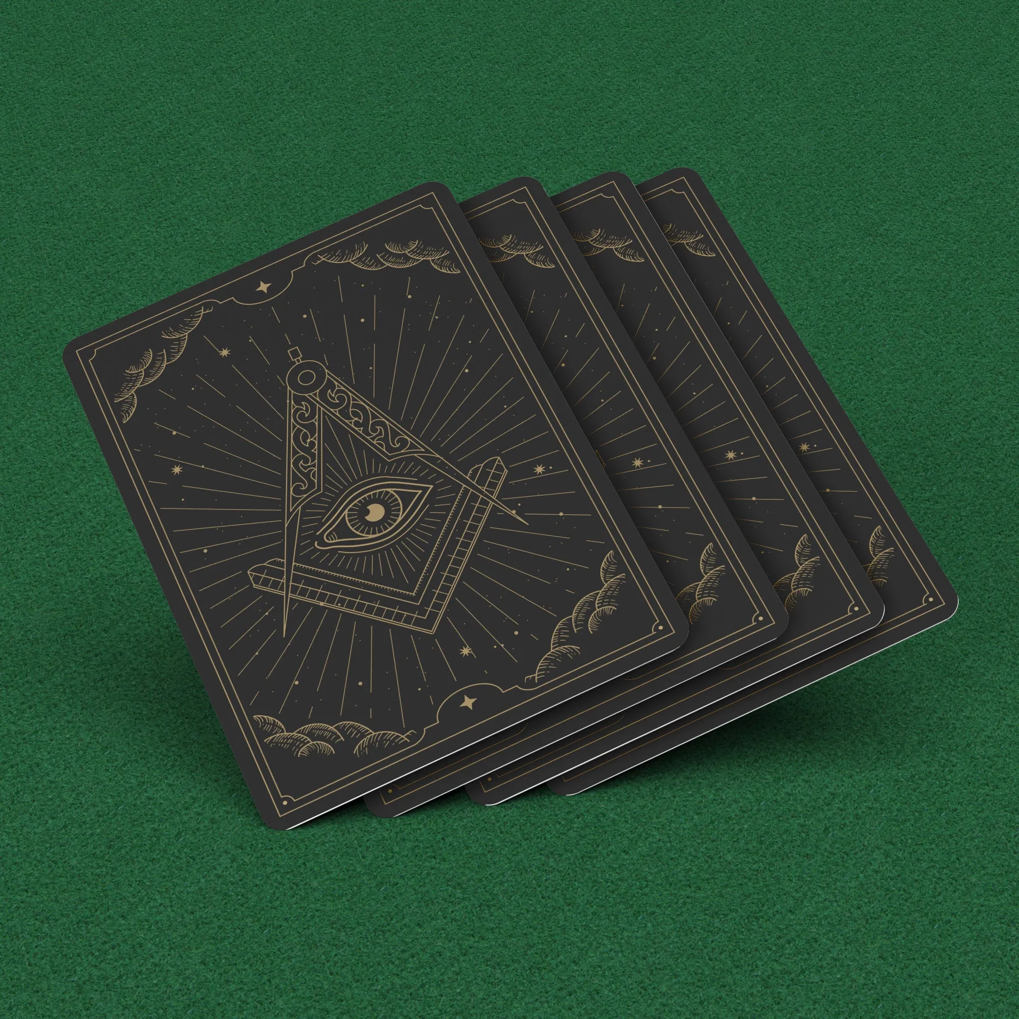 Master Mason Blue Lodge Playing Cards - Black & Gold