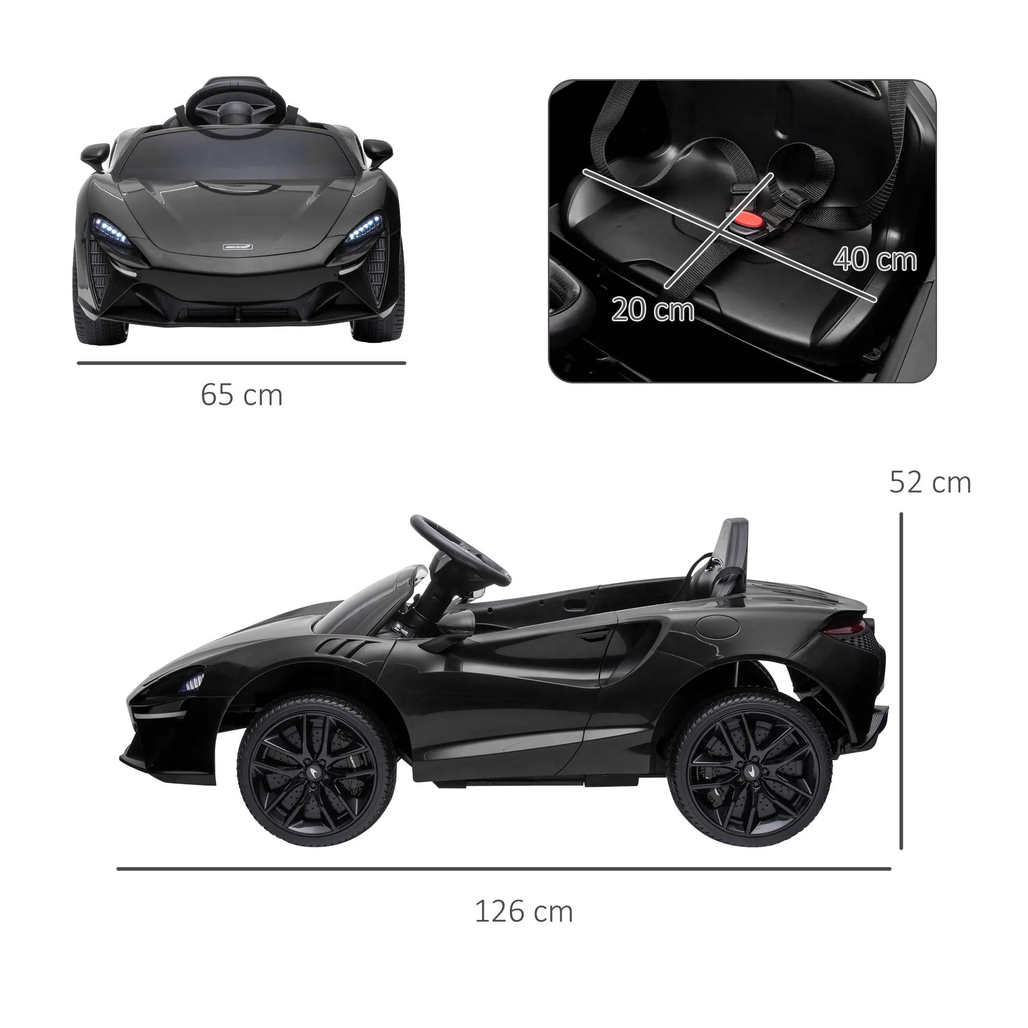 McLaren Licensed Kids Electric Ride-On Car w/ Remote Control - Black