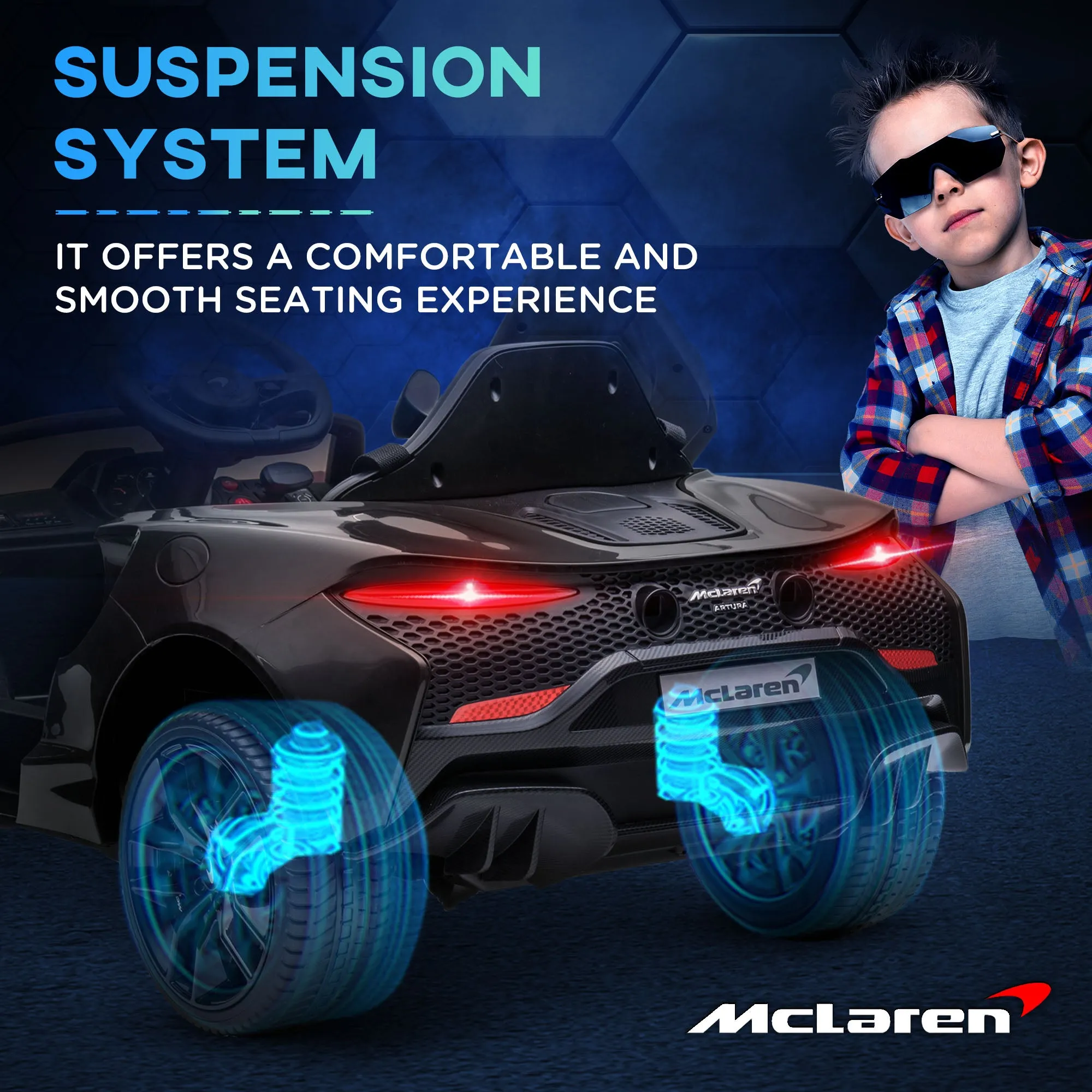 McLaren Licensed Kids Electric Ride-On Car w/ Remote Control - Black