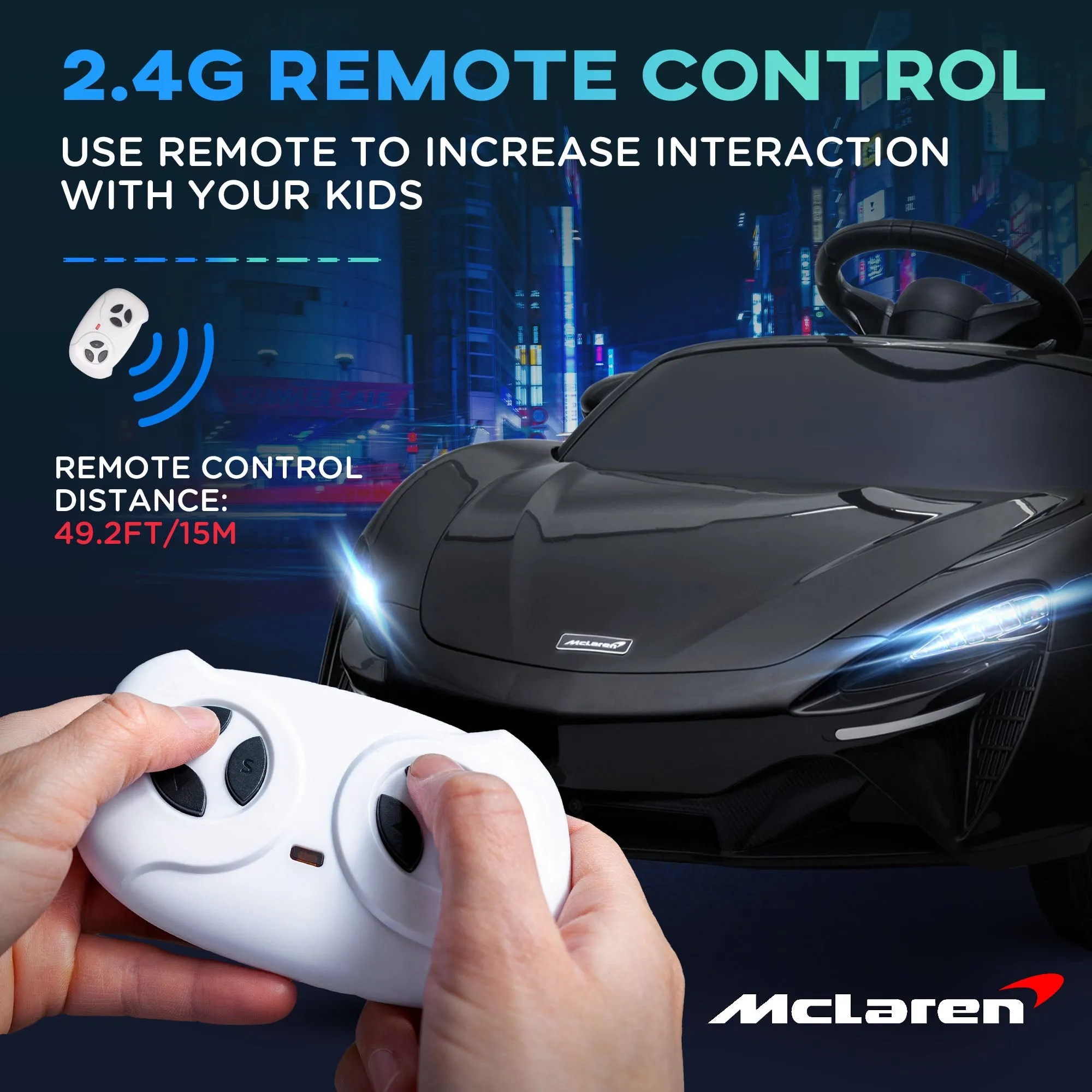 McLaren Licensed Kids Electric Ride-On Car w/ Remote Control - Black