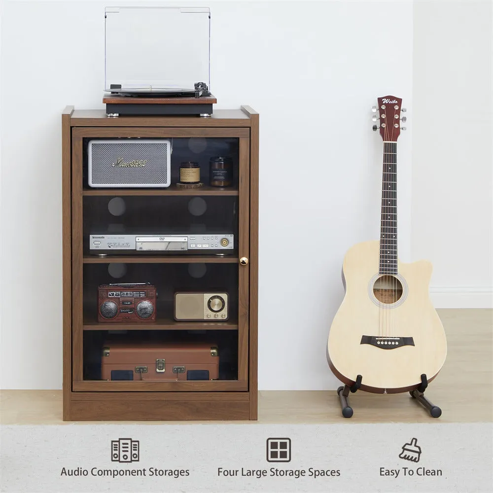 Media Cabinet 5-Tier Stereo Cabinet with Adjustable Shelves and Cable Management