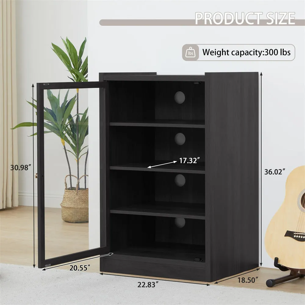 Media Cabinet 5-Tier Stereo Cabinet with Adjustable Shelves and Cable Management