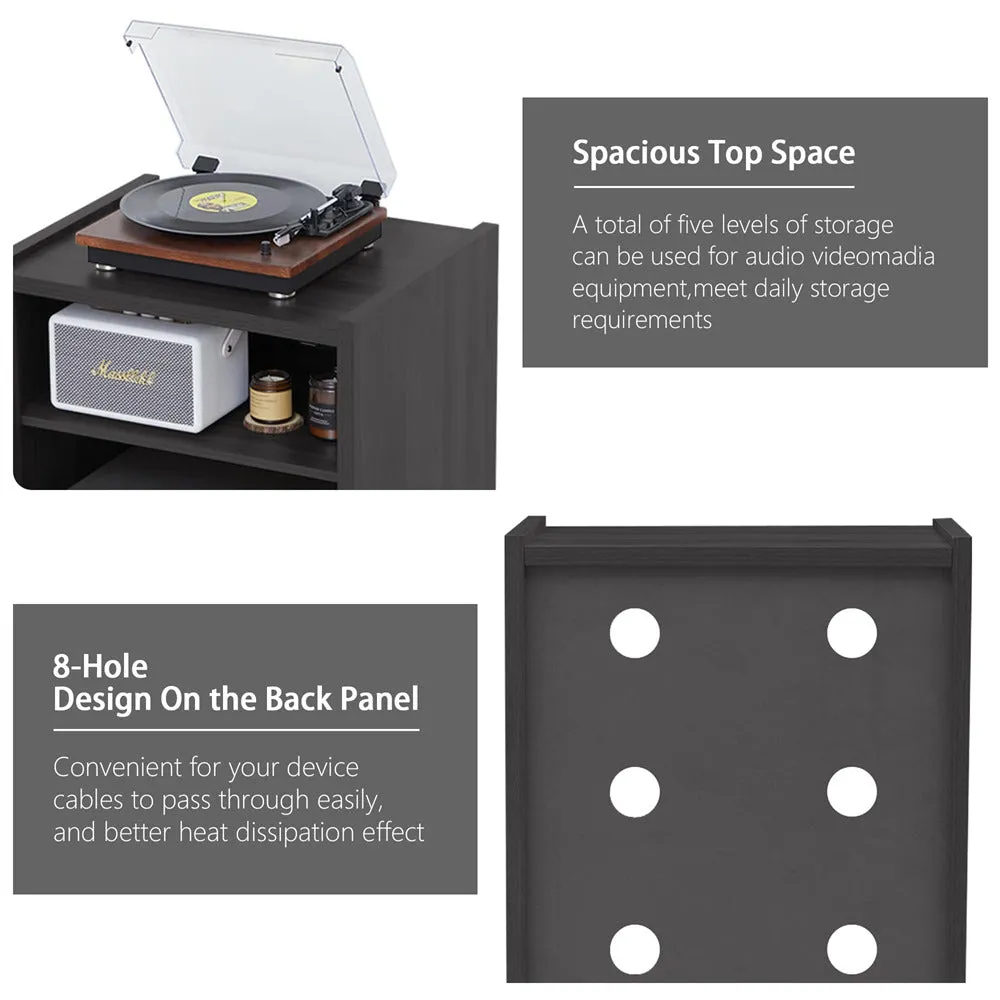 Media Cabinet 5-Tier Stereo Cabinet with Adjustable Shelves and Cable Management