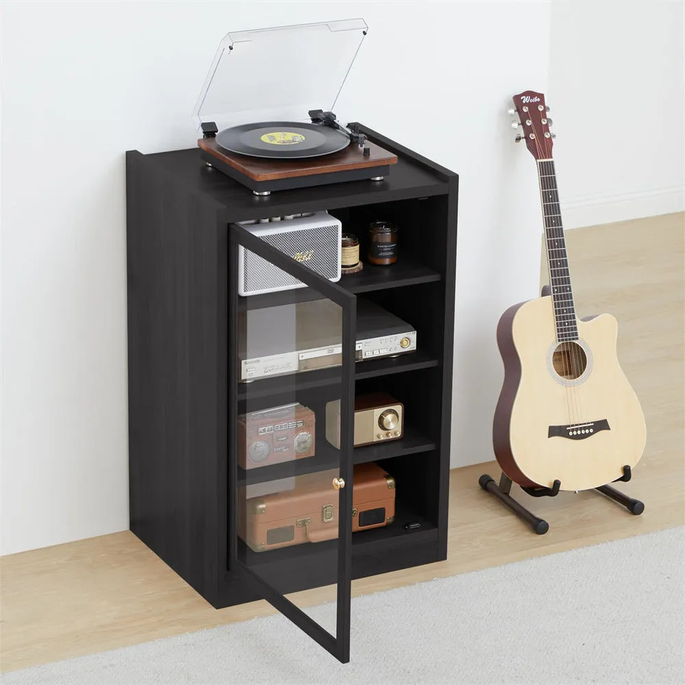 Media Cabinet 5-Tier Stereo Cabinet with Adjustable Shelves and Cable Management