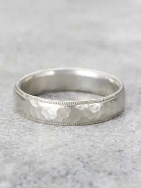 Men's Antique Milgrain Hammered Ring