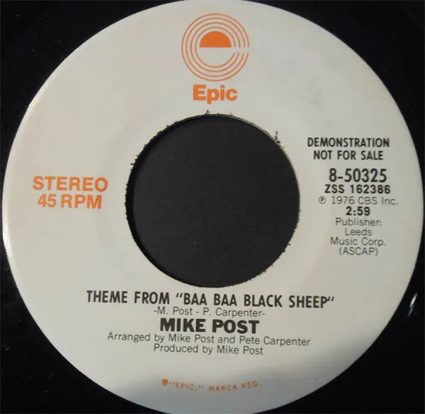 Mike Post - Theme From "Baa Baa Black Sheep" (7", Promo) (VG)