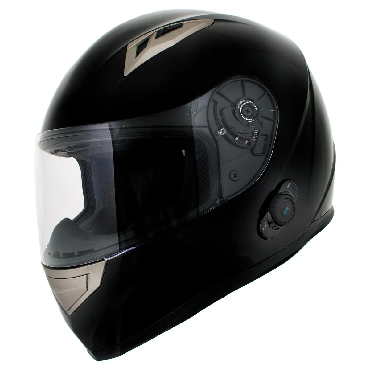 Milwaukee Helmets H500 Flat Black 'Chit-Chat' Black Full Face Motorcycle Helmet with Wireless Communication