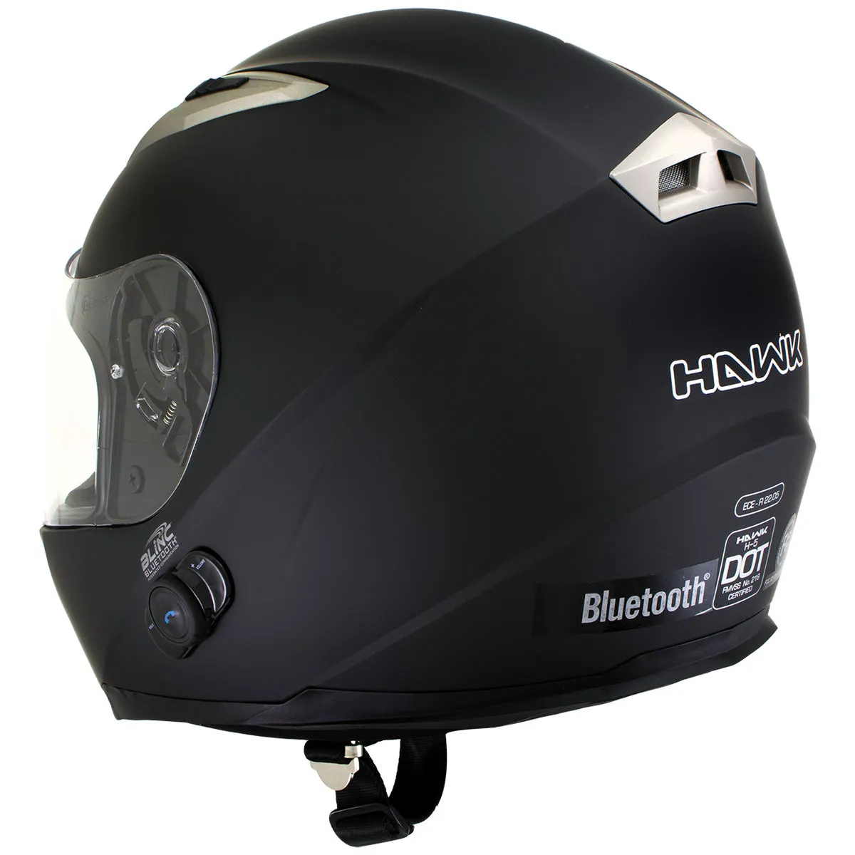 Milwaukee Helmets H500 Flat Black 'Chit-Chat' Black Full Face Motorcycle Helmet with Wireless Communication