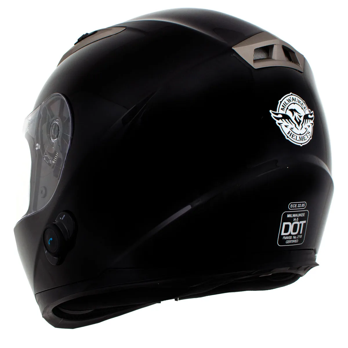 Milwaukee Helmets H510 Gloss Black 'Chit-Chat' Full Face Motorcycle