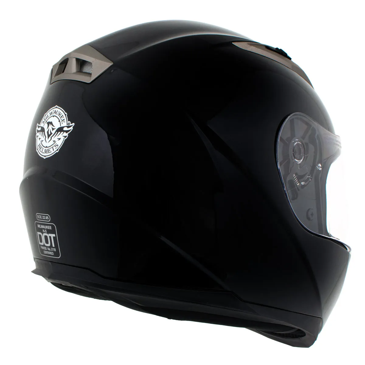 Milwaukee Helmets H510 Gloss Black 'Chit-Chat' Full Face Motorcycle