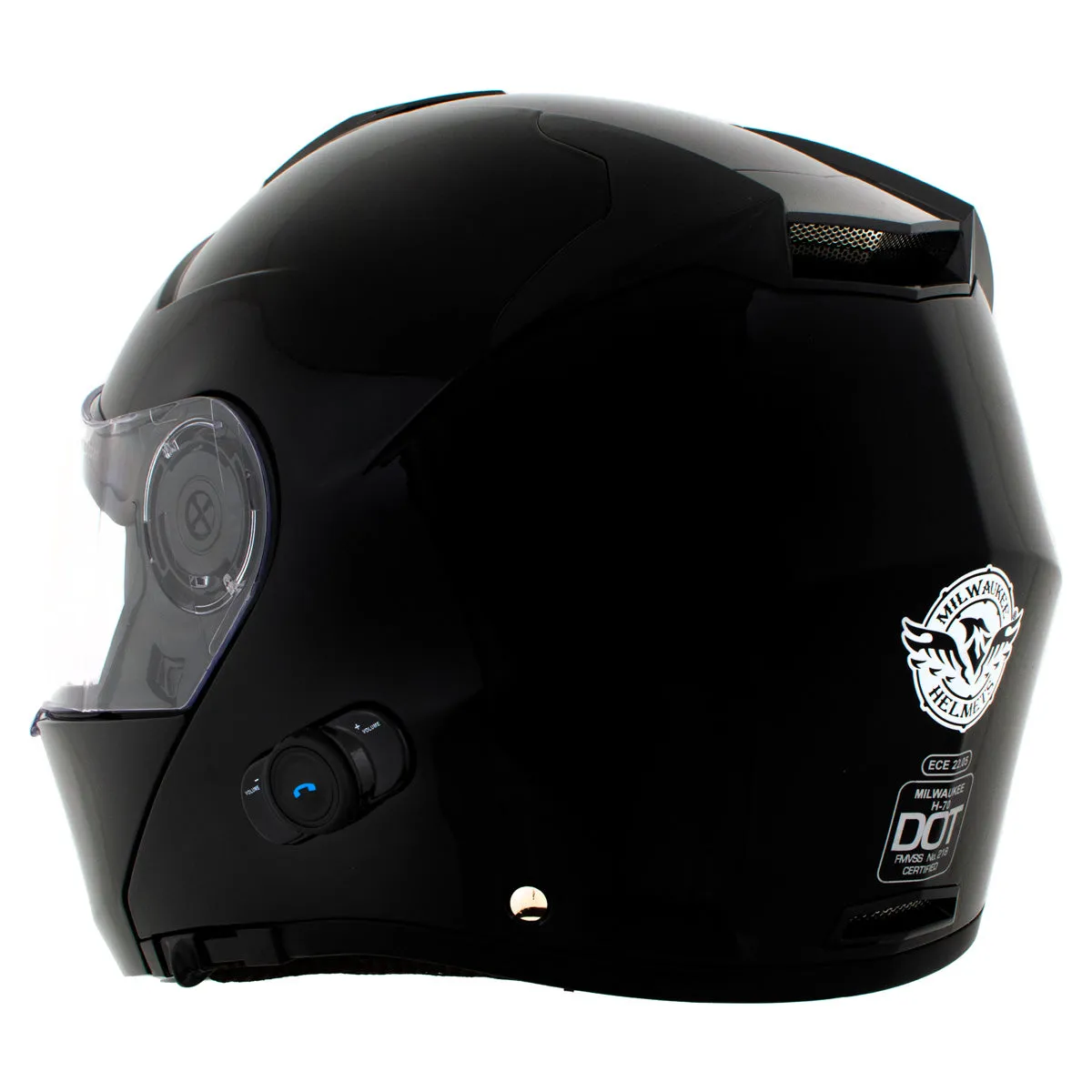 Milwaukee Helmets H7000 Glossy Black 'Mayday' Modular Motorcycle