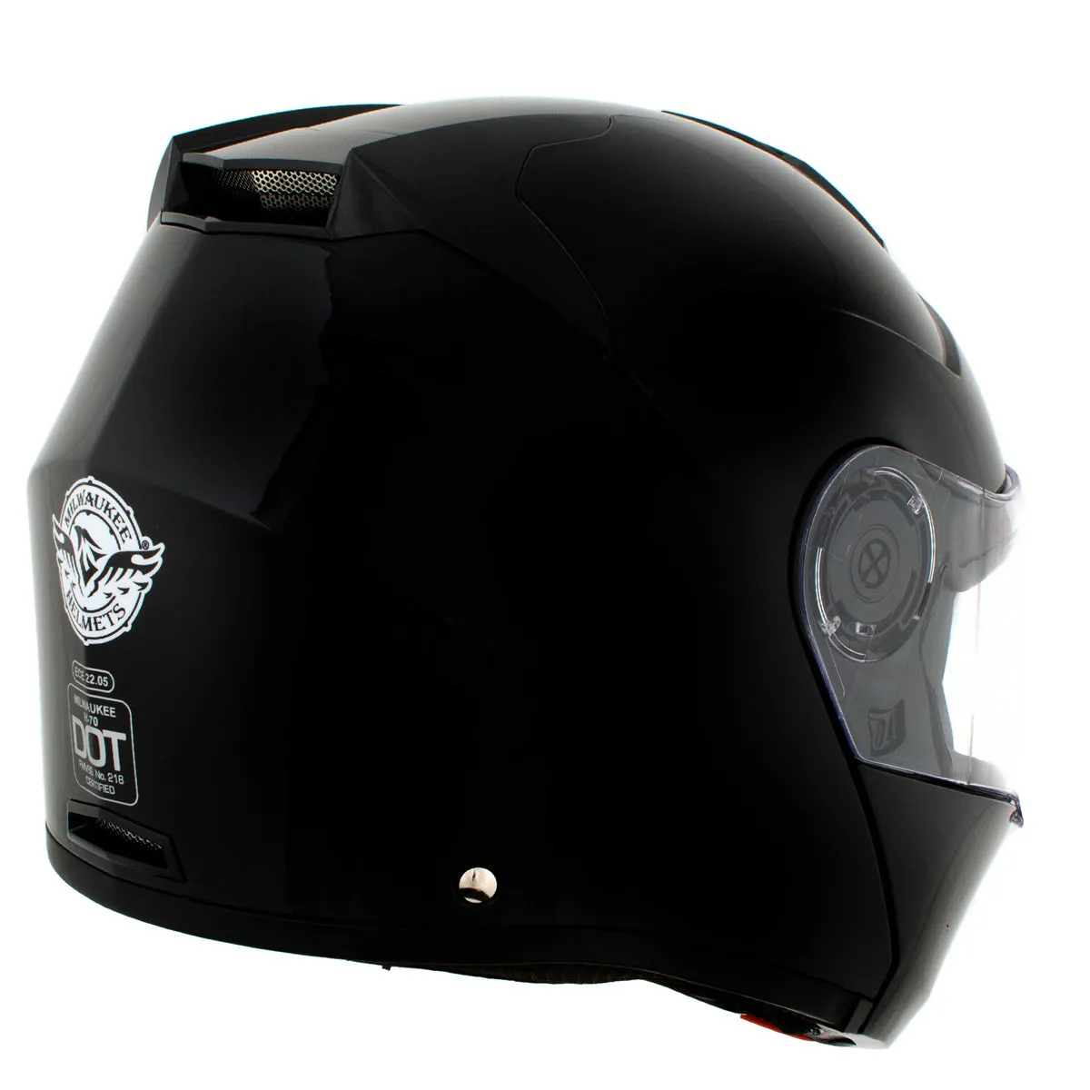 Milwaukee Helmets H7000 Glossy Black 'Mayday' Modular Motorcycle