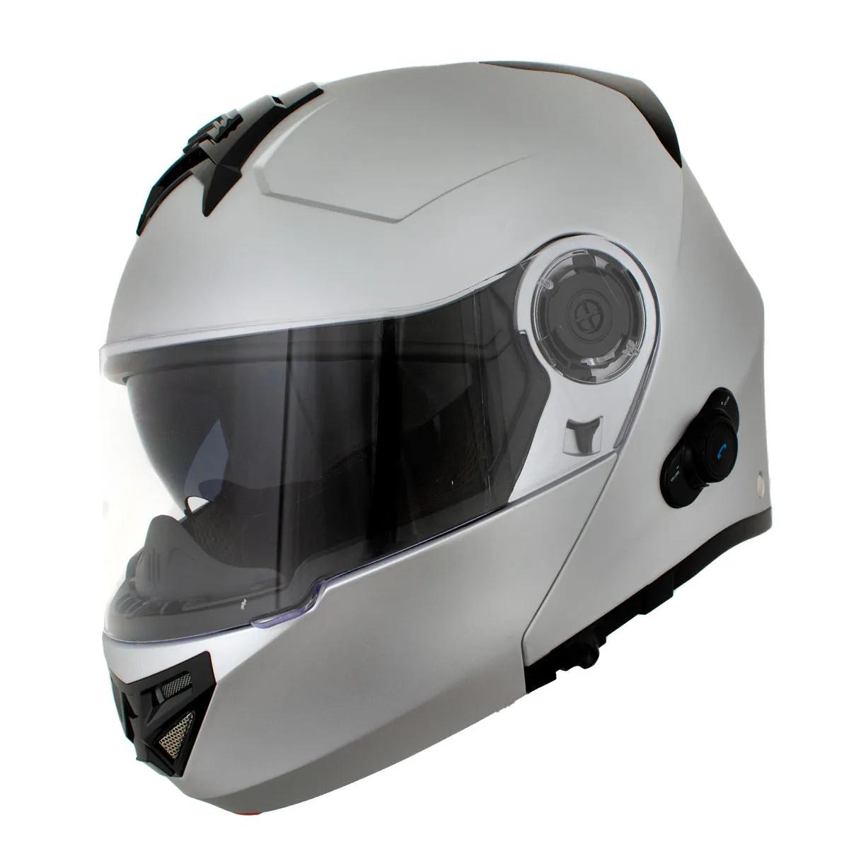 Milwaukee Helmets H7010 Flat Gray 'Mayday' Modular Motorcycle Helmet