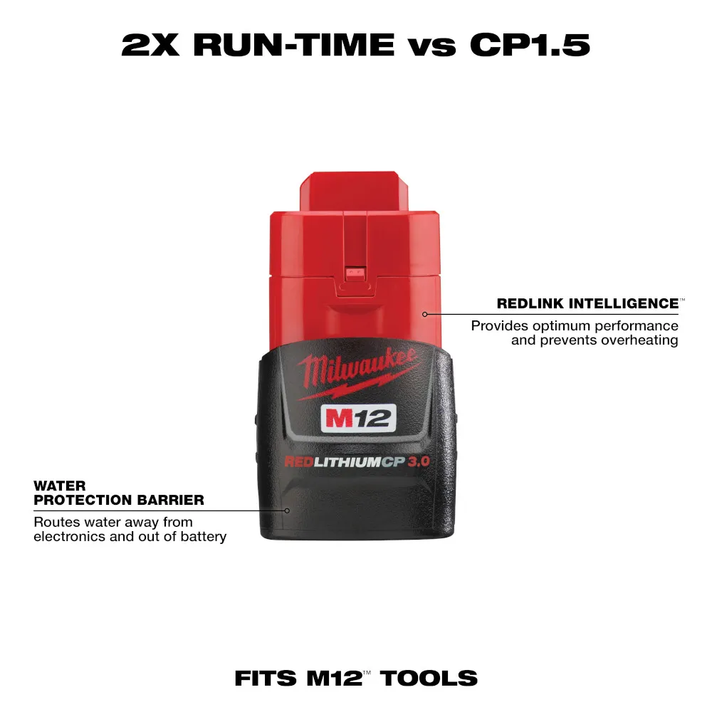 Milwaukee M12 Redlithium 3.0Ah Compact Battery Pack