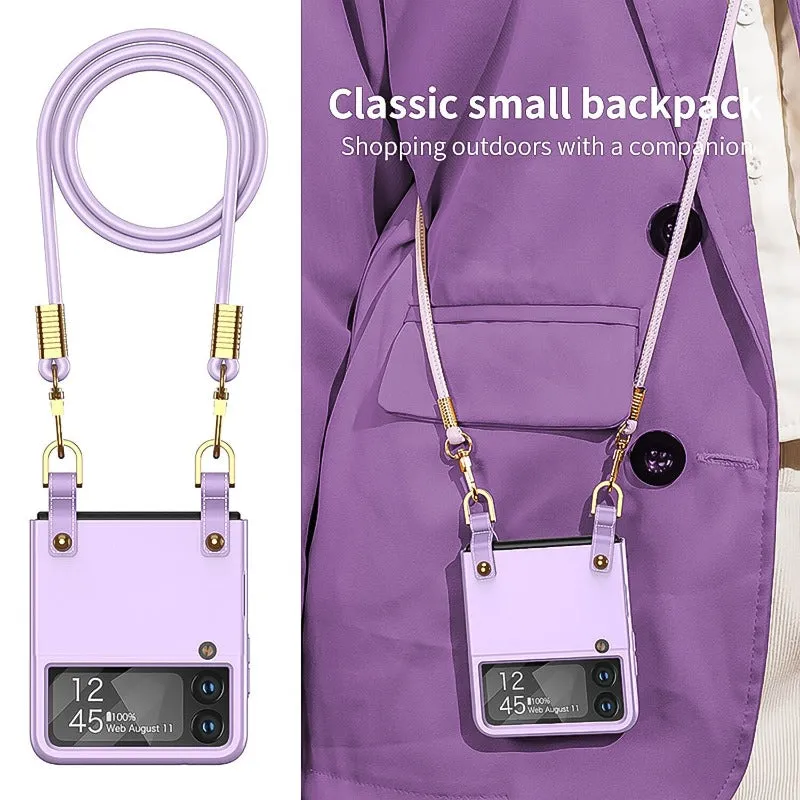 Mini Crossbody Matte Hard PC Phone Case With Drawstring For Samsung Galaxy Z Flip 5