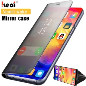 Mirror Flip Protection Case For Xiaomi Redmi Note 7 6 5 Pro Case Leather Stand Cover For Redmi 4X 4 6 6A 5 Plus Clear View Cover