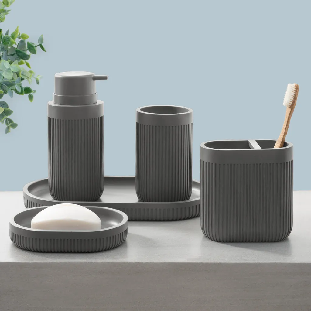 Modern Ribbed Grey Bath Accessories, Tray 