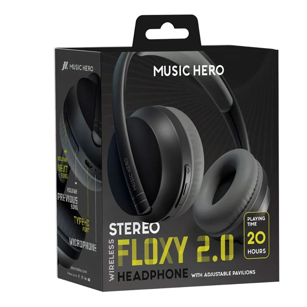 MUSIC HERO Floxy 2.0 Trådløs Bluetooth On-Ear Hovedtelefoner - Sort