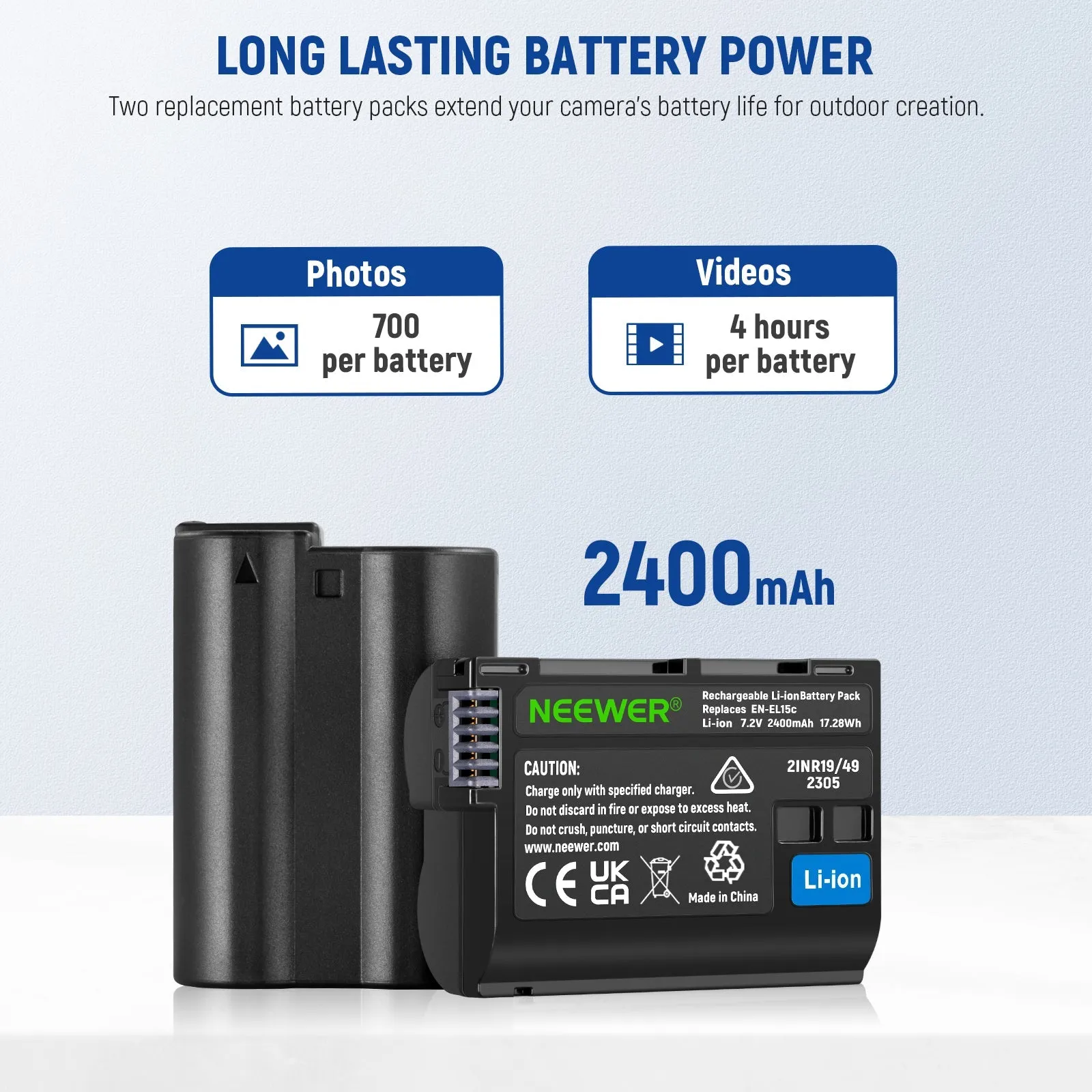 NEEWER EN-EL15c Replacement Battery and USB Charger Set