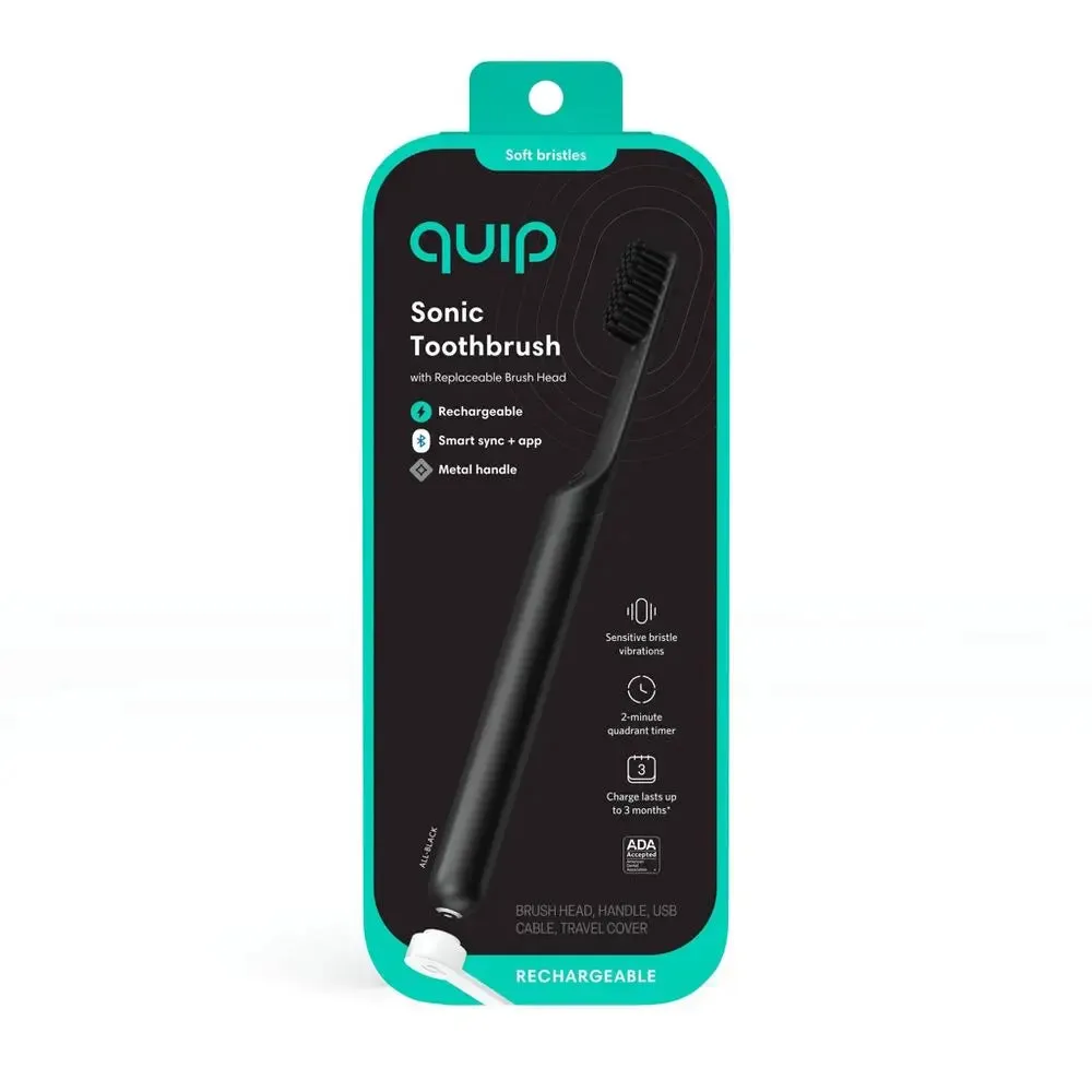 New - quip Smart Recharge Metal Electric Toothbrush - Black