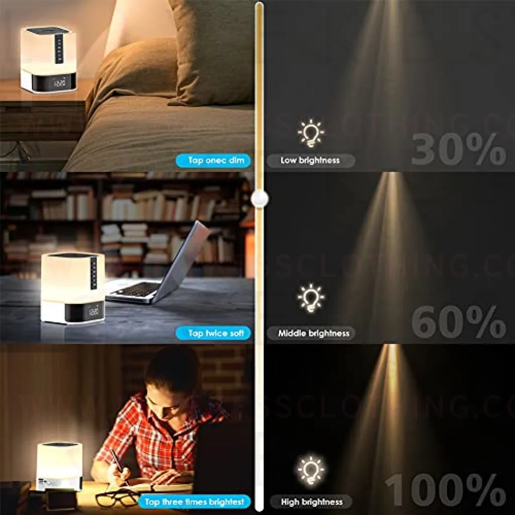 Night Light Bluetooth Speaker, 5 in 1 Touch Control Bedside Lamp Dimmable Multi-Color Changing, Bedroom Alarm Clock, Best Birthday Gift Ideas for 10 11 12 13 14 Year Old Teenage Girls/Boys