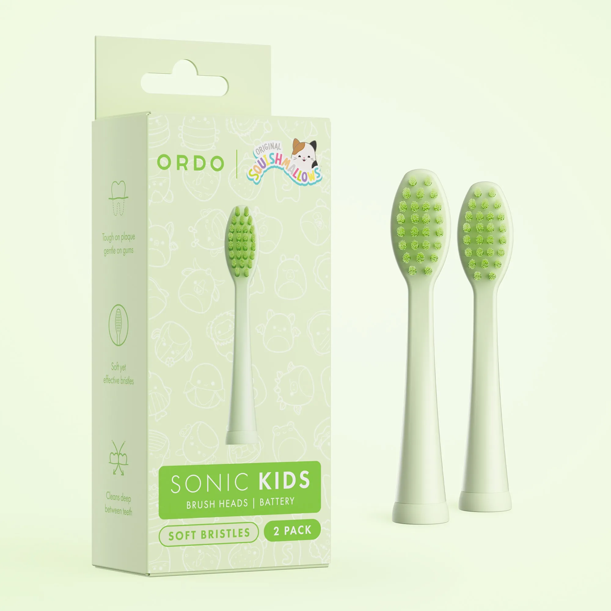 Ordo Sonic Kids Battery - Brush Heads - Squishmallows Rutabaga - 2 Pack