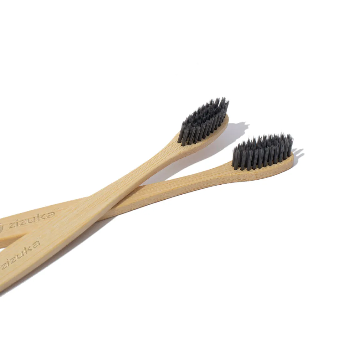 Organic Bamboo Toothbrush for Kids/Toddler/Adult -Activated Charcoal Bristle (Pack of 4)