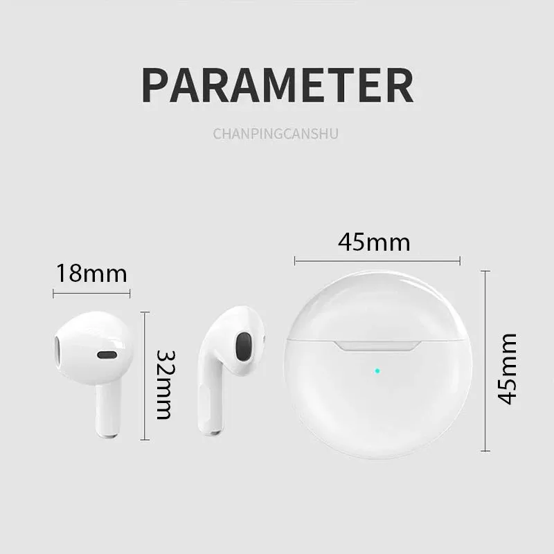 Original Air Pro 6 TWS Wireless Bluetooth Earphones Mini Pods Earbuds Earpod Headset For Xiaomi Android Apple iPhone Headphones