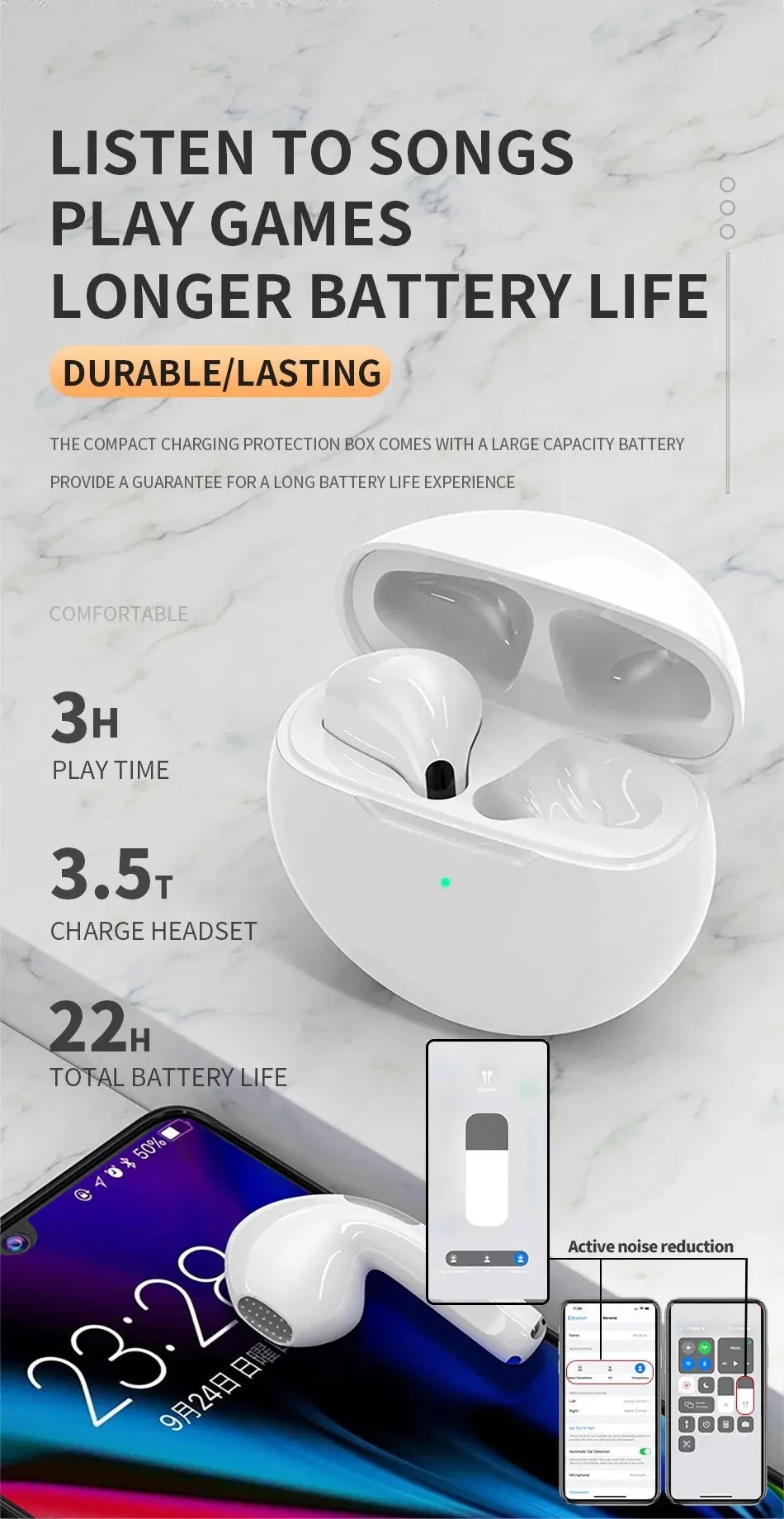 Original Air Pro 6 TWS Wireless Bluetooth Earphones Mini Pods Earbuds Earpod Headset For Xiaomi Android Apple iPhone Headphones