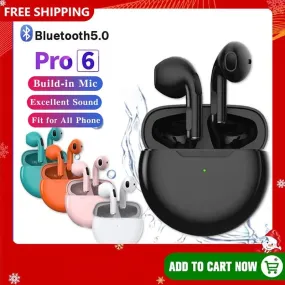 Original Air Pro 6 TWS Wireless Bluetooth Earphones Mini Pods Earbuds Earpod Headset For Xiaomi Android Apple iPhone Headphones