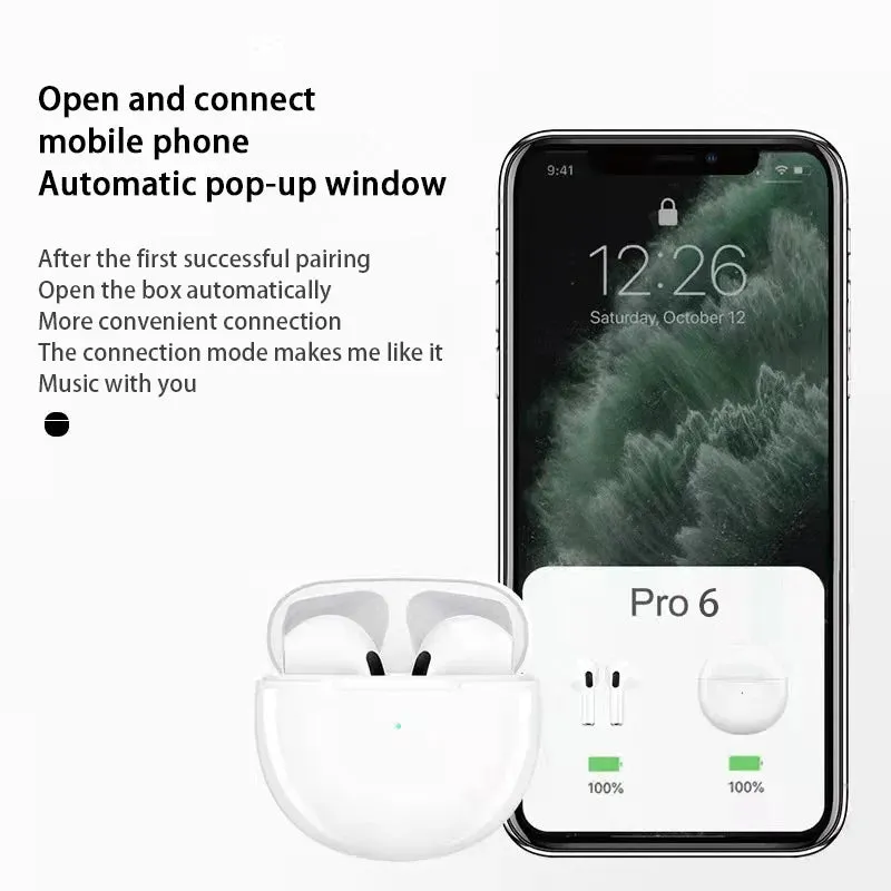 Original Air Pro 6 TWS Wireless Bluetooth Earphones Mini Pods Earbuds Earpod Headset For Xiaomi Android Apple iPhone Headphones