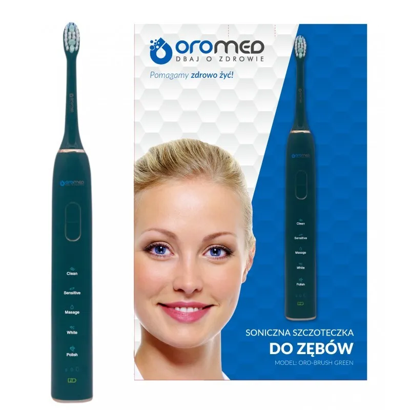 Oromed Oro-Brush Green Electric Toothbrush Adult Sonic Toothbrush