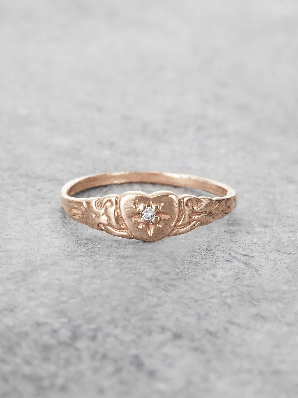 Petite Heart Diamond Pinkie Ring