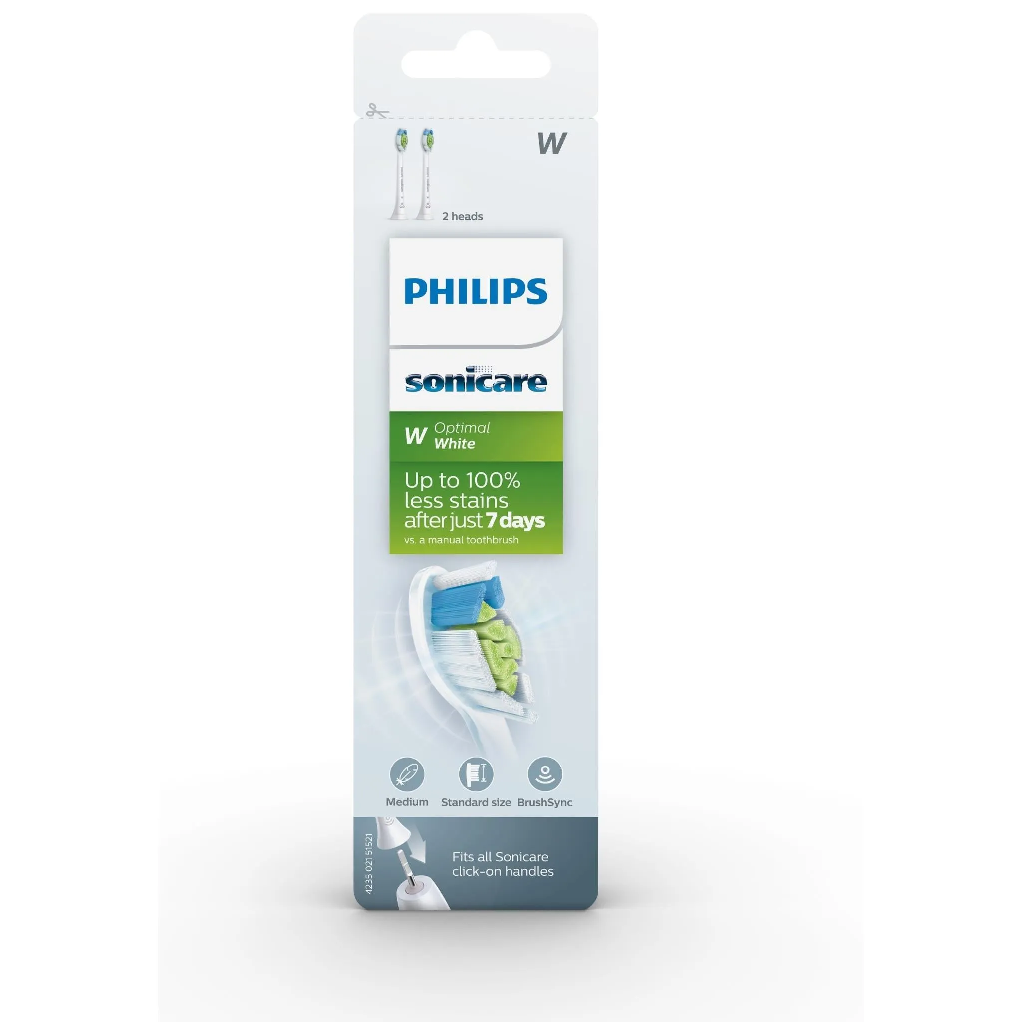 Philips Sonicare W2 Optimal White Standard Replacement Brush Heads (2 Pack)