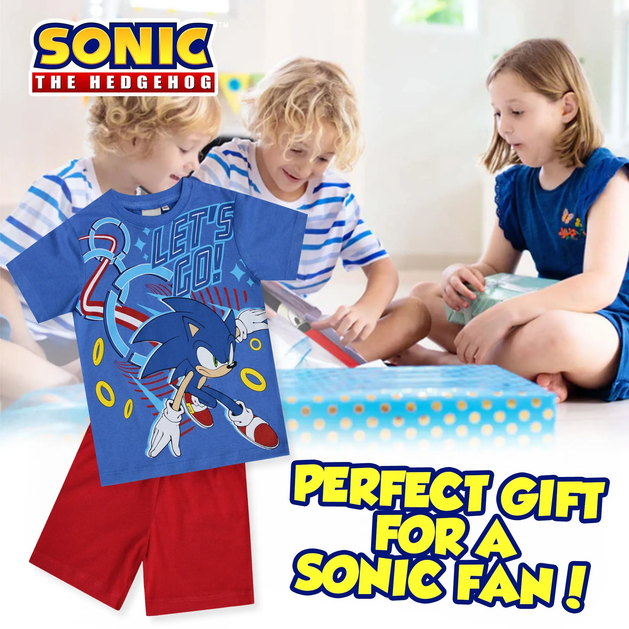 Pigiama per bambino Sonic The Hedgehog corto in cotone estivo 6591