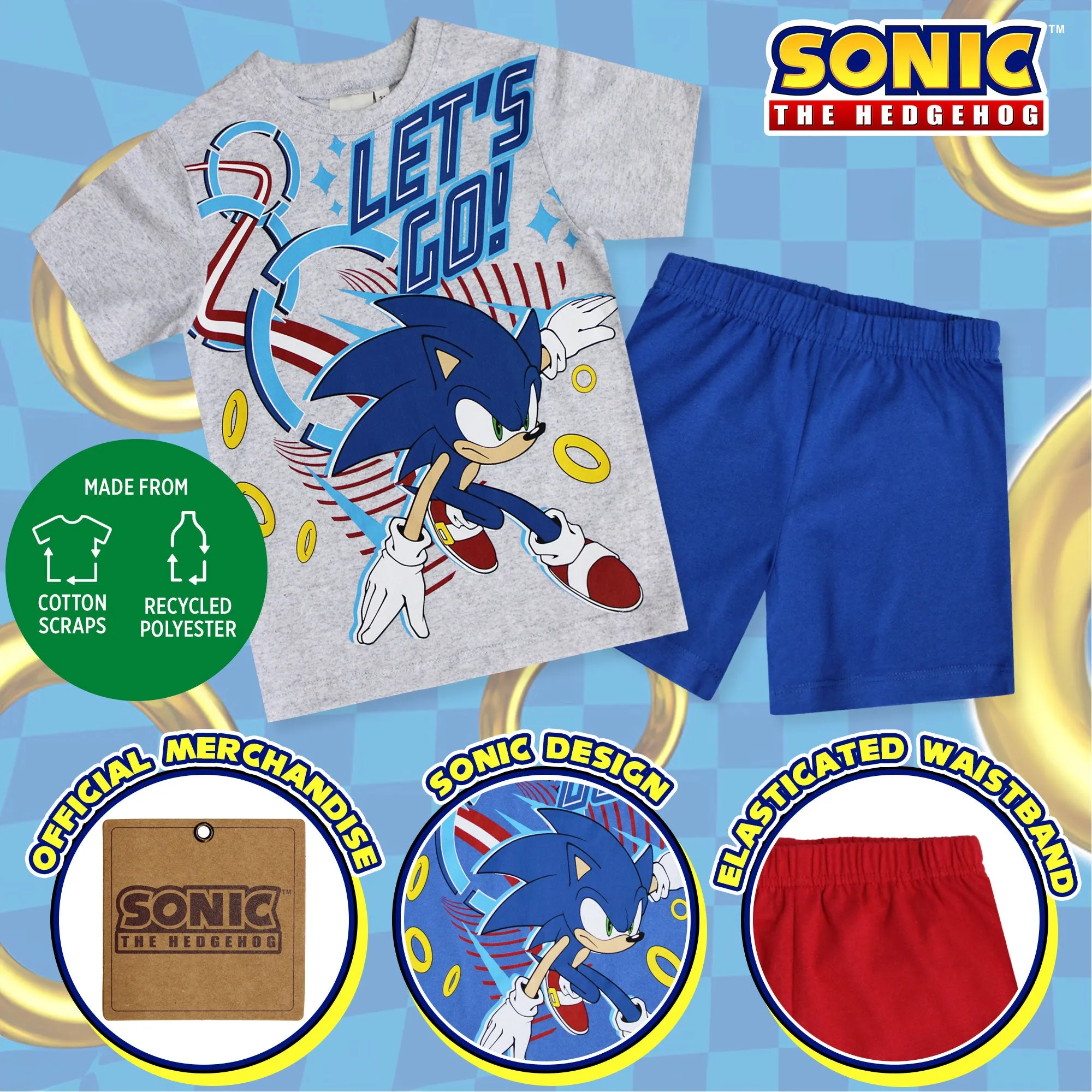 Pigiama per bambino Sonic The Hedgehog corto in cotone estivo 6591