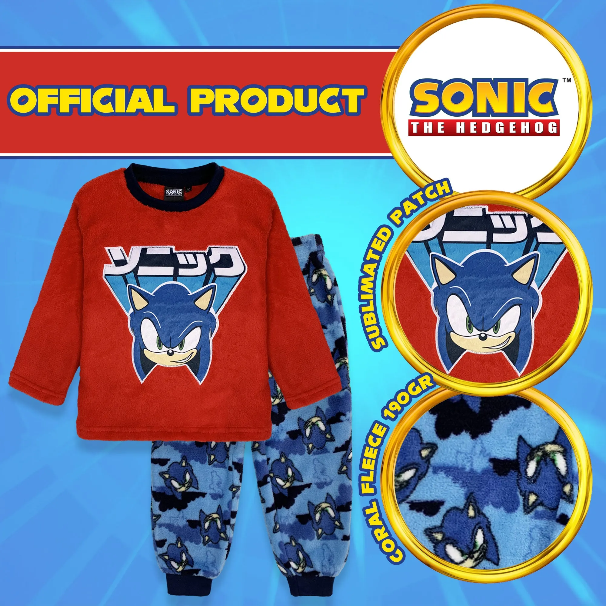 Pigiama per bambino Sonic The Hedgehog in pile invernale 6265