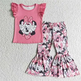 pink T-shirt bell bottoms outfits GSPO0092