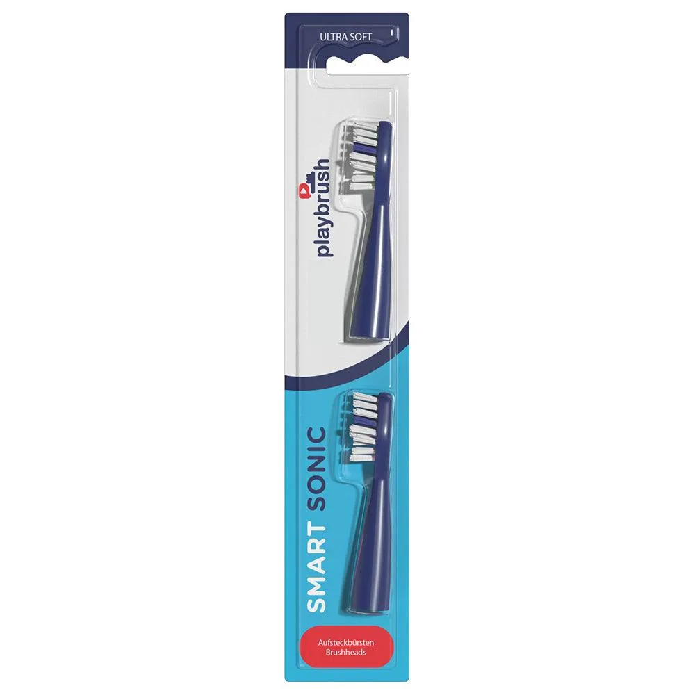 Playbrush Smart Sonic Pack of 2 Replacement Toothbrush Heads - Blue | E71009257