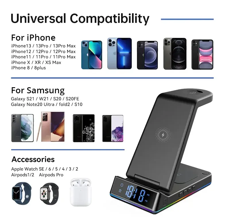 Portable 15W 5-In-1 Apple Wireless Cellphone Charging Holder Et-Wc34