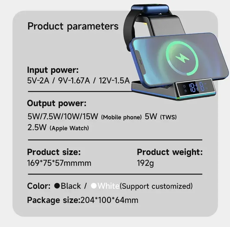 Portable 15W 5-In-1 Apple Wireless Cellphone Charging Holder Et-Wc34