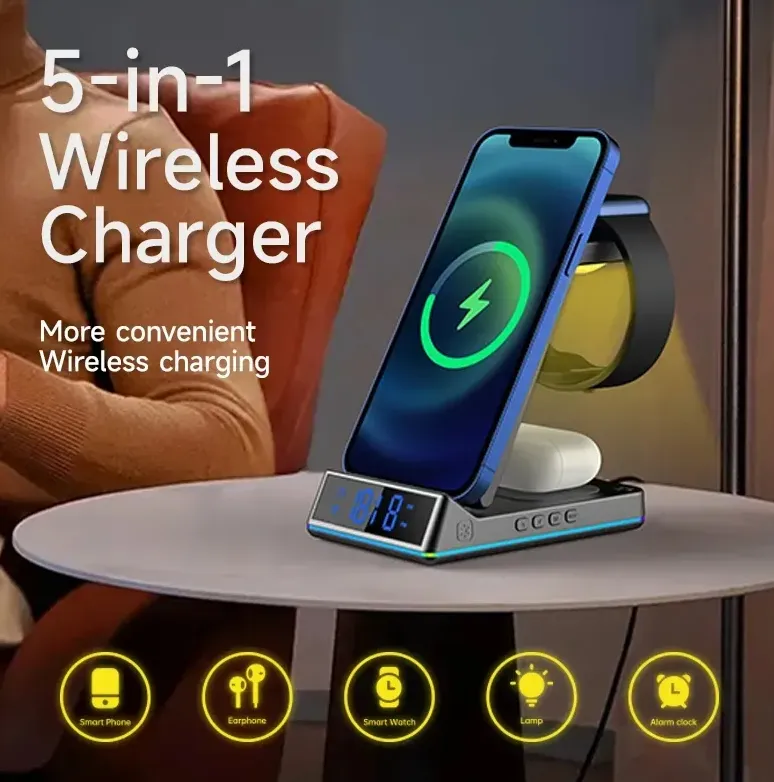 Portable 15W 5-In-1 Apple Wireless Cellphone Charging Holder Et-Wc34