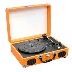 Portable Classic Retro-Style Turntable System With Usb-To-Pc Connection, Rechargeable Battery (Orange Color)