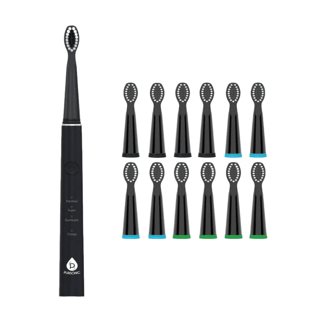 Pursonic USB Rechargeable Sonic toothbrush with 12 Brush Heads