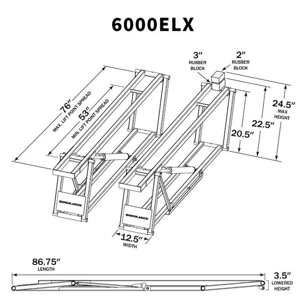 QuickJack 6000ELX Portable Car Lift - Low Voltage